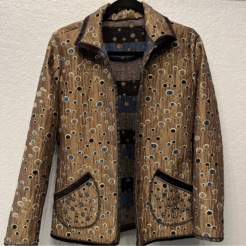 Yak Magik Women's Jacket Artsy Boho Eclectic Patchwork Size S View 3
